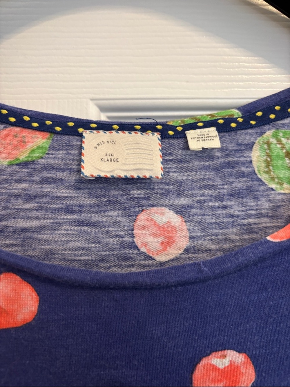 Anthropologie Navy Fruit Print Short Sleeve Tee wt10 - Picture 2 of 4